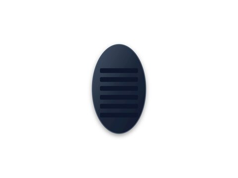 Minimalist dark oval icon featuring a series of horizontal parallel lines