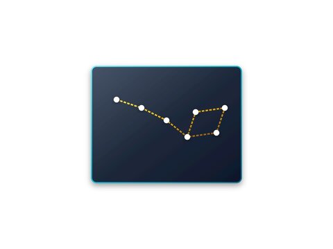 A minimalist graphic representation of the big dipper constellation pattern