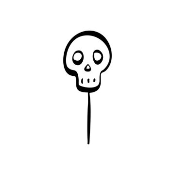 Simple minimalist black and white skull icon for halloween and design projects