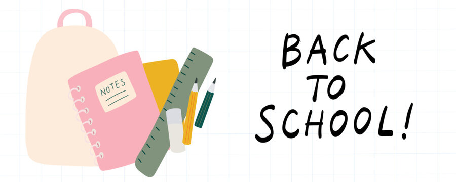 Back to school colorful supplies and stationery for a creative start