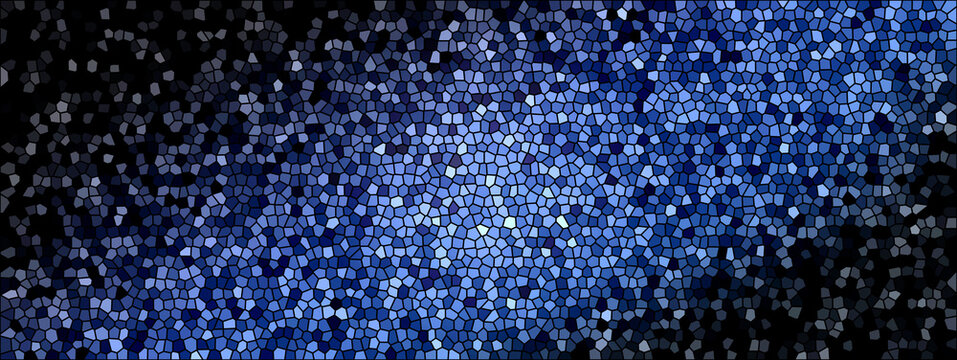 Abstract blue mosaic pixel background, glowing futuristic particle light texture, dark digital network concept for technology design banner