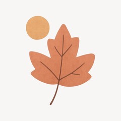 Naklejka premium Autumn leaf with sun illustration.