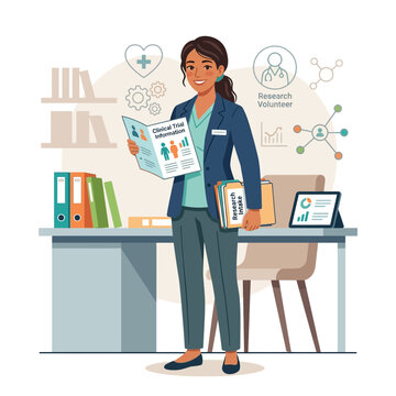 Research Nurse or Coordinator Explains Clinical Trial Information and Patient Intake