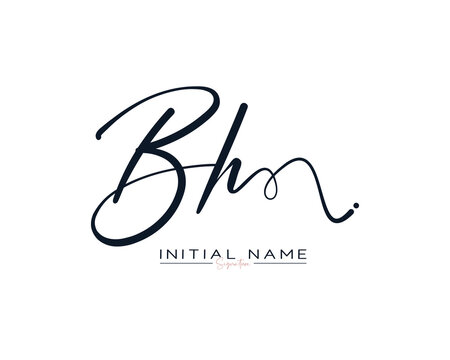 B H BH initial letter handwriting signature logo design