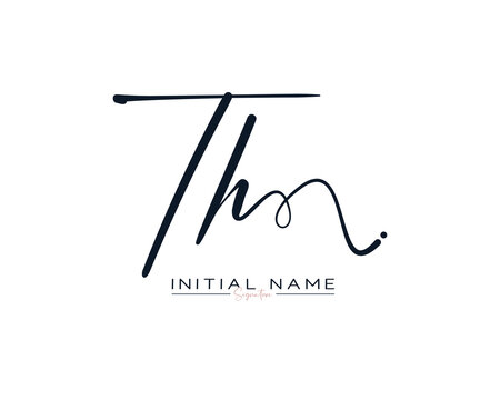 T H TH initial letter handwriting signature logo design