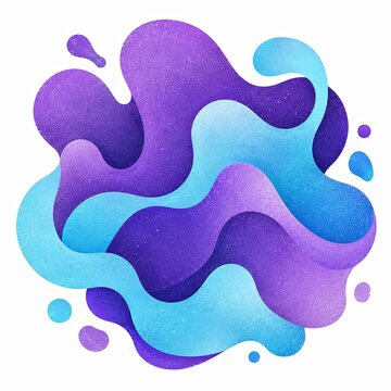 Abstract liquid shape with blue and purple fluid wavy design element