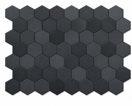 Dark grey hexagonal tile pattern isolated on a white background