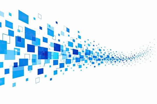 Abstract blue squares flow moving in a dynamic stream pattern effect