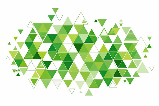 Abstract green triangle pattern design isolated on white background