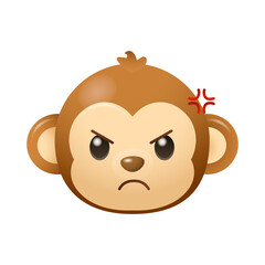 Obraz premium Angry Monkey Emoji Cute Cartoon Animal Sticker