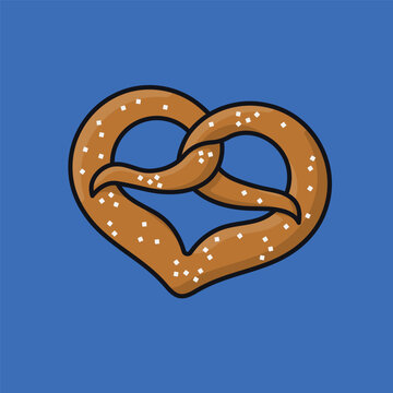 Heart-shaped pretzel vector illustration for National Pretzel Day on April 26