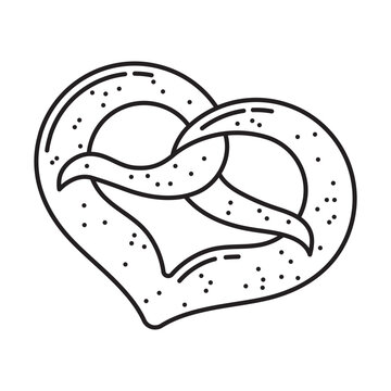 Heart-shaped pretzel vector icon for National Pretzel Day on April 26