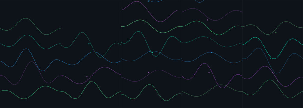 Abstract data visualization featuring glowing sine waves on dark background