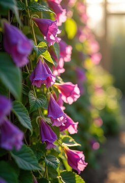 Climbing Sweet Pea Vines on Trellis with Colorful Blossoms and Lush Green Foliage