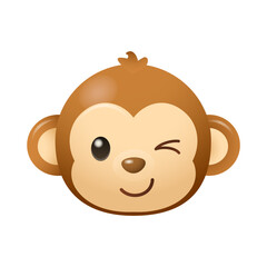 Obraz premium Monkey Winking Emoji Cartoon Icon