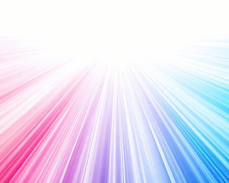 Abstract red and blue light rays moving fast on a white background