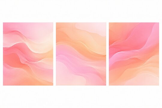 Abstract pink and orange watercolor waves set on white background