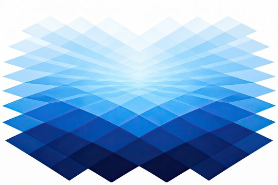 Abstract blue square pattern layers fading into a bright light center