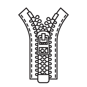 Halfway opened zipper vector line icon for National Zipper Day on April 29
