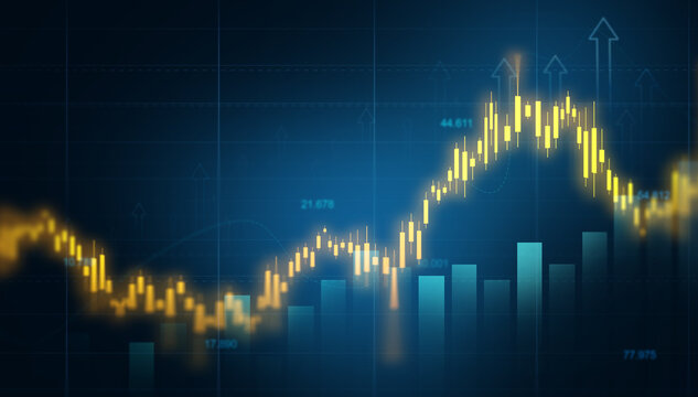 Stock market graph chart showing business growth, rising trends, financial performance, investment progress, profit increase, and market success indicators.Investment finance chart growth graph.	
