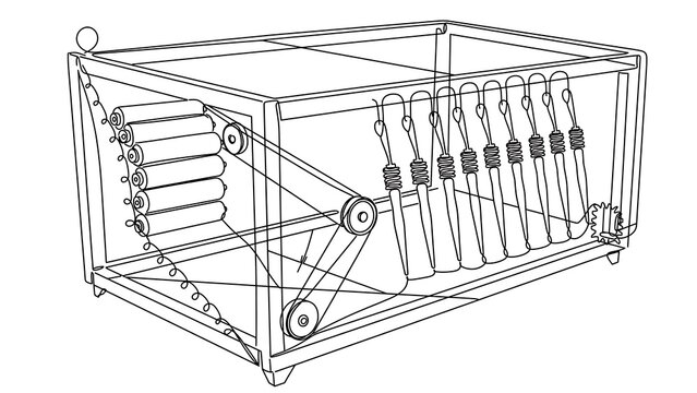 3D wireframe model of electronic circuit white background.