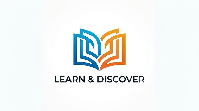 Learn and discover open book logo with geometric shapes