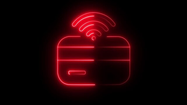 Glowing neon Wireless Wi-Fi Router and Internet Network Connection Neon Technology Icon on black background.