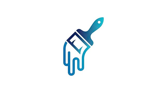 Paintbrush icon with blue paint drip logo