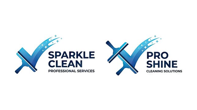 Sparkle Clean and Pro Shine logos with blue checkmarks.