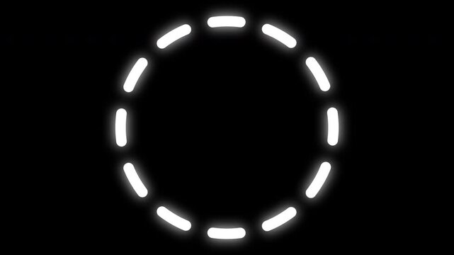 Dashed glowing spinning circle perfect loop for use with logos, etc. with black background