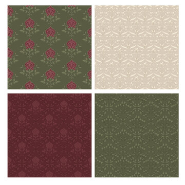 Vintage Botanical Floral and Berry Seamless Pattern Collection