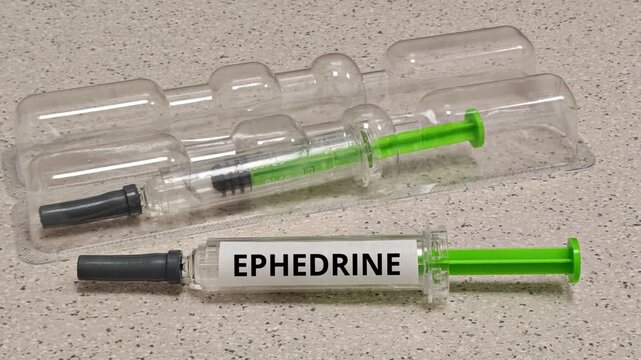 EPHEDRINE sympathomimetic medicine for anesthesia related hypotension in a prefilled syringe
