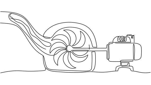 Archimedes screw pump illustration white background.