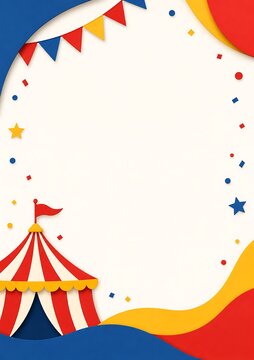 Circus Carnival Border Template with Big Top Tent and Festive Bunting Flags