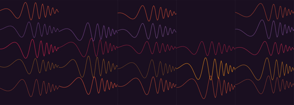 Abstract data visualization of multiple rhythmic sine wave oscillations