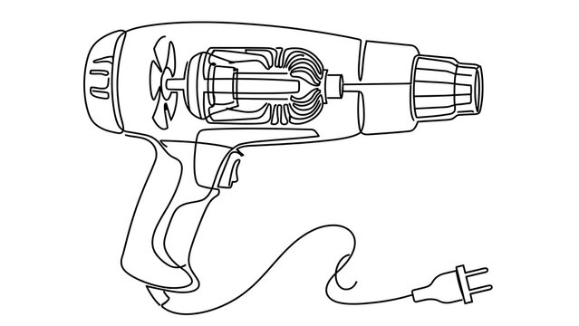 Electric heat gun with cord on white background.