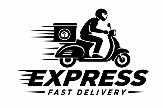 Delivery man riding a scooter icon for fast express food shipping