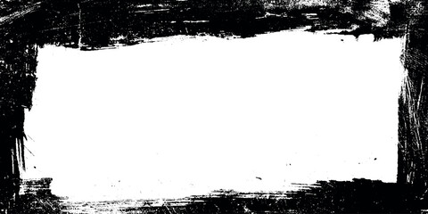 Fototapeta premium Rectangular black grunge paint brush stroke frame on white background