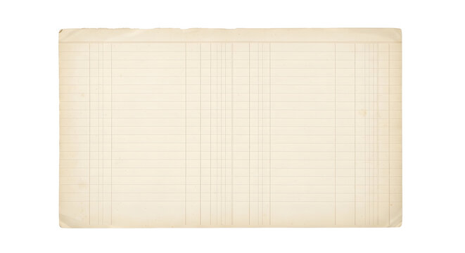 Old vintage accounting ledger paper with grid lines