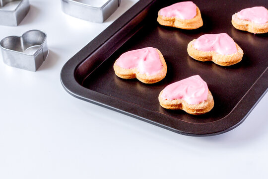 cookies for Valentine's Day heartshaped on white background