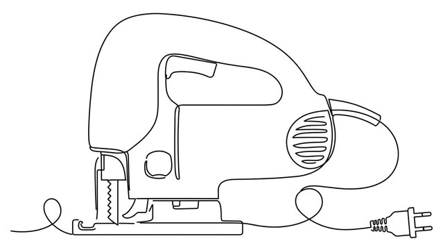 Electric jigsaw tool illustration on white background.