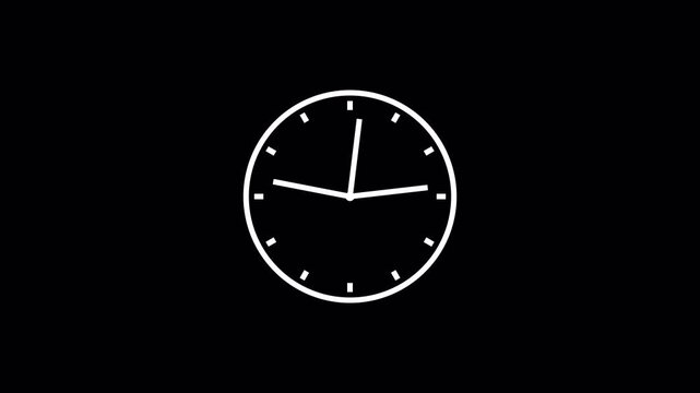 Minimalist wall clock concept animation for countdown and business project on transparent background, clock icon showing time movement and real time indicator action, perfect for time, deadline, 4k