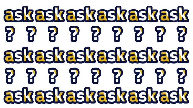 Repeated ask text pattern background filled with small question mark symbols representing frequently asked questions wallpaper texture and design