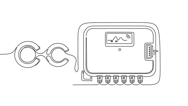 Electric meter with plug and cord on white background.
