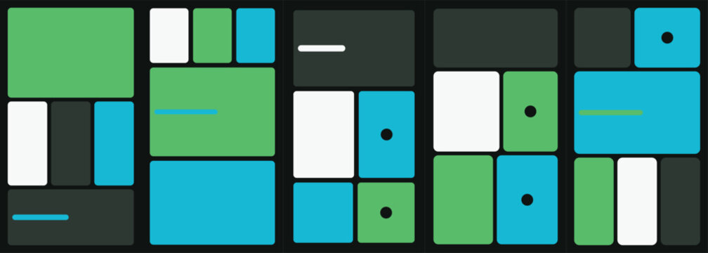 Abstract geometric composition with vibrant colored squares and rectangles