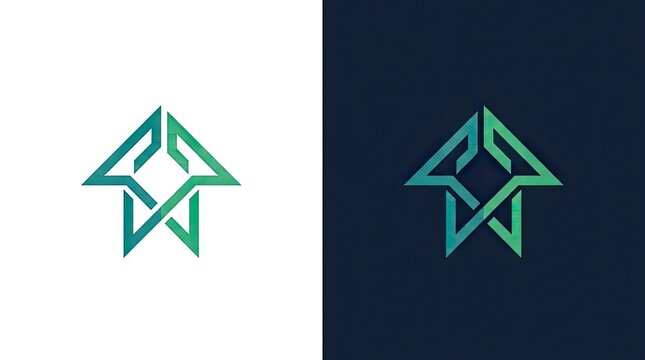 Geometric green arrow star logo for growth business.