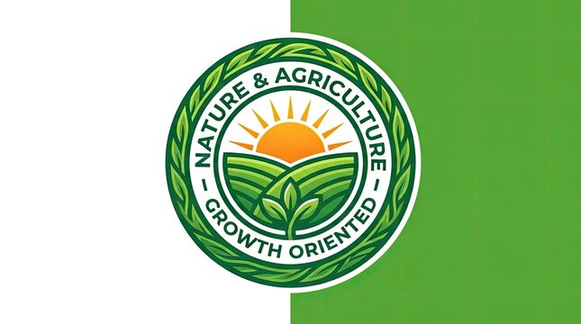 Green nature and growth oriented agriculture badge.
