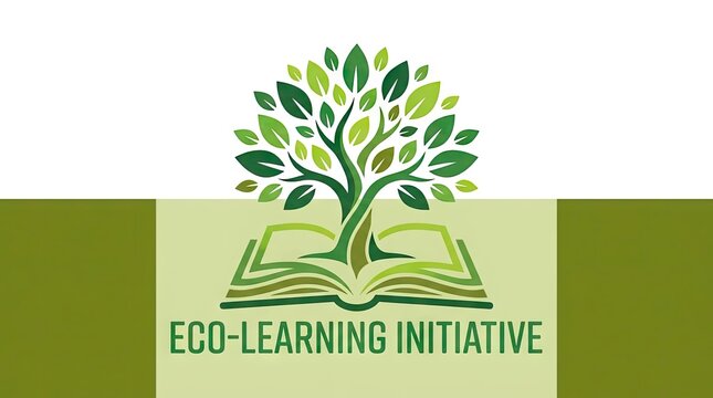 Green tree growing from open book for ecological learning