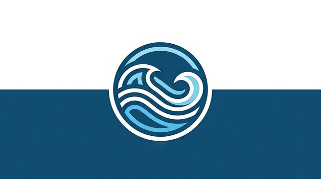 Minimalist blue wave circle logo representing ocean water.