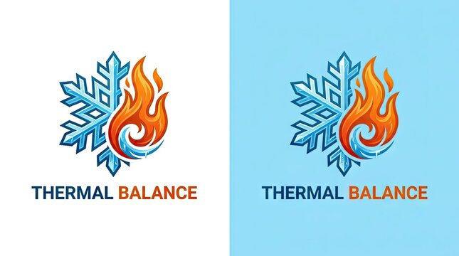 Thermal balance logo featuring fire and snowflake icon.